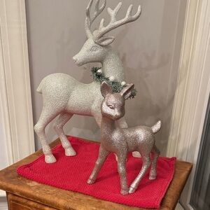 Silver Glitter Reindeer Holiday Decor Set